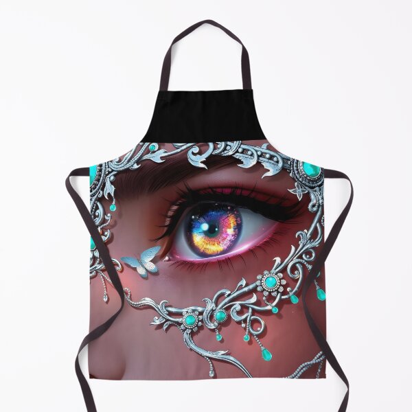 Item preview, Elven Gaze – Turquoise Glowing Eye with Silver Face Jewels designed and sold by EmeraldeaArt.
