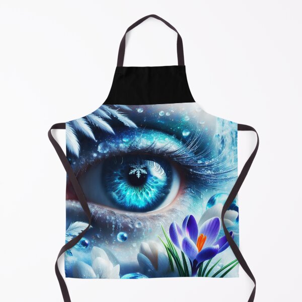 Item preview, Winter to Spring – Blue Eye Close-Up with Frozen Leaves Crocus Bloom designed and sold by EmeraldeaArt.