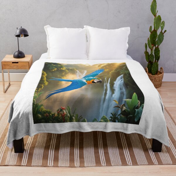 Item preview, Blue Macaw Soaring Over Tropical Waterfall designed and sold by Max Store.