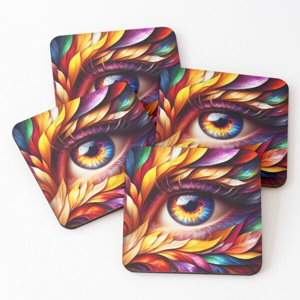 Item preview, Autumn Gaze – Eye Close-Up Surrounded by Bold Fall Leaves designed and sold by EmeraldeaArt.
