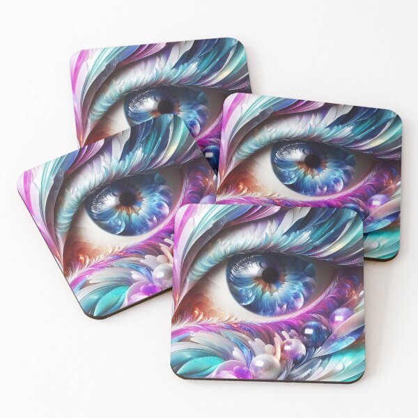 Item preview, Crystal Dream – Delicate Fantasy Eye with Pearls & Feathered Light designed and sold by EmeraldeaArt.