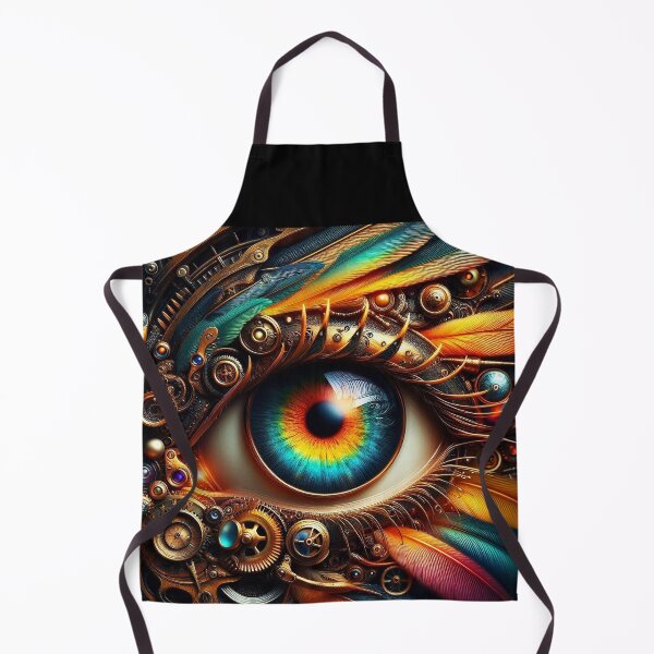 Item preview, Steampunk Autumn Gaze – Feathery Eye Close-Up in Orange Teal designed and sold by EmeraldeaArt.