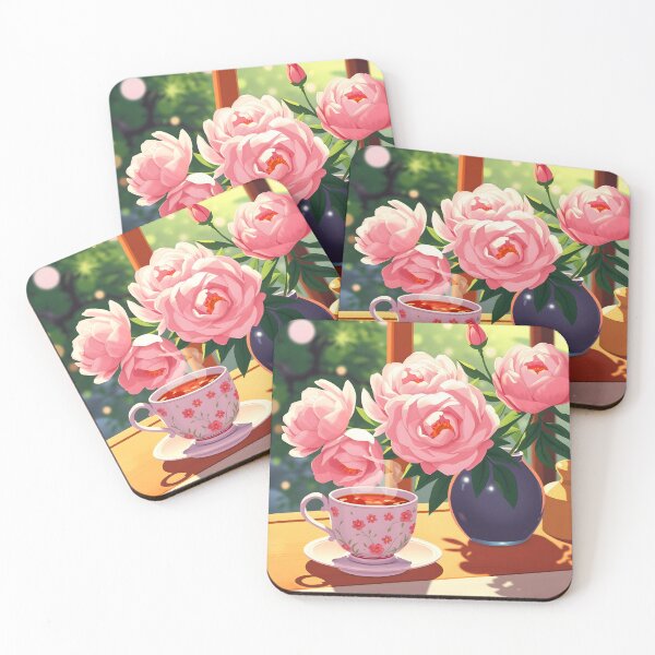 Item preview, Summer Light Still Life – Peonies Tea by Window designed and sold by EmeraldeaArt.