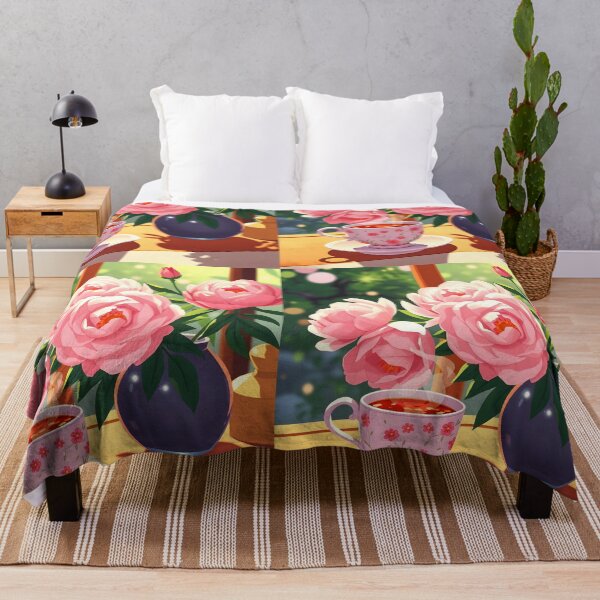 Item preview, Summer Light Still Life – Peonies Tea by Window designed and sold by EmeraldeaArt.
