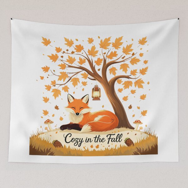Item preview, Cozy Fall Fox Under Tree – Autumn Woodland Animal Art Print designed and sold by CreativeVisionsHub.