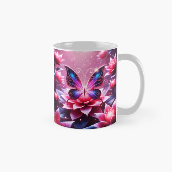 Item preview, Dreamscape Wings – Blue Pink Butterfly on Waterlilies designed and sold by EmeraldeaArt.
