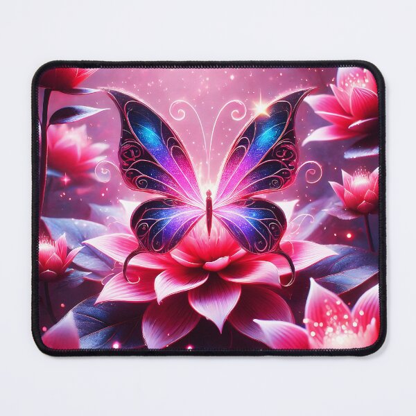 Item preview, Dreamscape Wings – Blue Pink Butterfly on Waterlilies designed and sold by EmeraldeaArt.