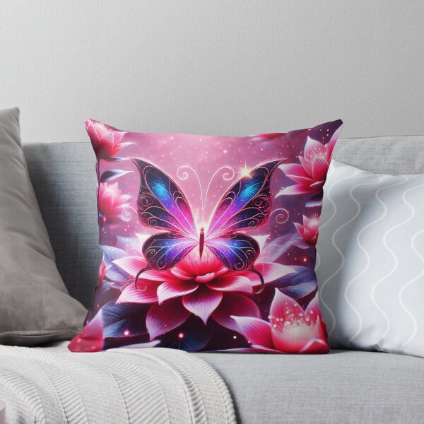 Item preview, Dreamscape Wings – Blue Pink Butterfly on Waterlilies designed and sold by EmeraldeaArt.
