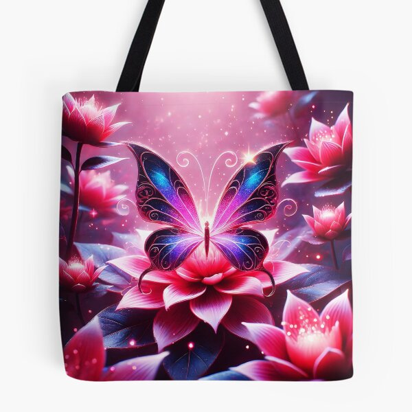 Item preview, Dreamscape Wings – Blue Pink Butterfly on Waterlilies designed and sold by EmeraldeaArt.