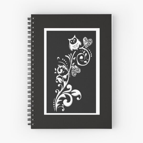 Item preview, Owl on a Branch Pattern (White on Black)  designed and sold by aldona.