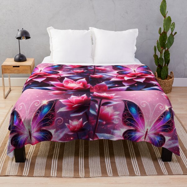 Item preview, Dreamscape Wings – Blue Pink Butterfly on Waterlilies designed and sold by EmeraldeaArt.