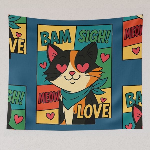 Item preview, Tricolor Kawaii Cat – Fun Pop Art designed and sold by Idelab-11.