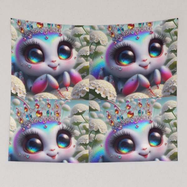 Item preview, Rainbow Spider Princess – Cute Queen on White Flowers  designed and sold by EmeraldeaArt.