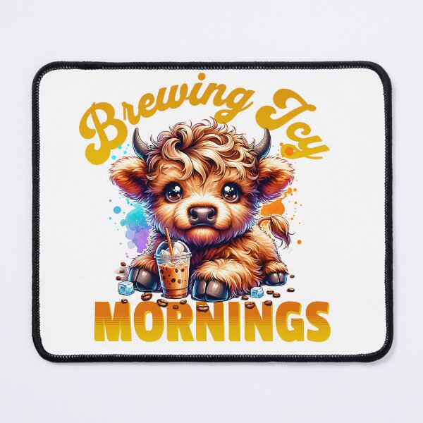 Item preview, Brewing Icy Mornings – Cute Highland Cow Iced Coffee Ar designed and sold by DewCreates.