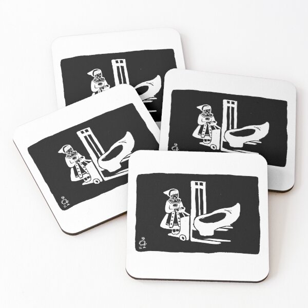 Item preview, Danish folk costume wooden clog forklift illustration BLK designed and sold by Konservatormemes.