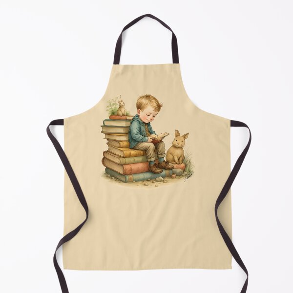 Item preview, Boy Reading with Bunny | Nostalgic and Educational Children's Art designed and sold by DakotaPoppin.