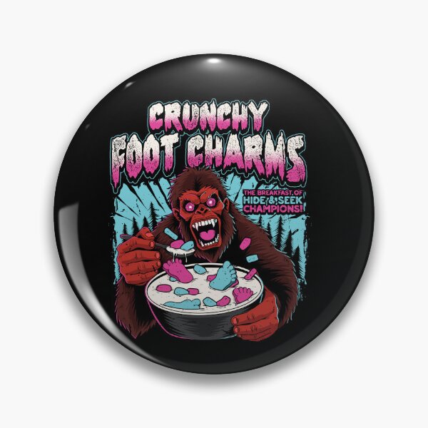Item preview, Crunchy Foot Charms Funny Bigfoot Cereal Box Parody Vintage Cryptid Artwork designed and sold by Crush Retro®.