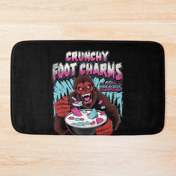 Item preview, Crunchy Foot Charms Funny Bigfoot Cereal Box Parody Vintage Cryptid Artwork designed and sold by Crush Retro®.