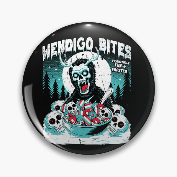 Item preview, Wendigo Bites Frosted Skull Cryptid Cereal Box Spoof Winter Horror Design designed and sold by Crush Retro®.