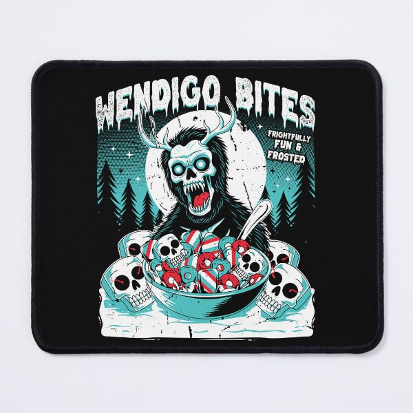 Item preview, Wendigo Bites Frosted Skull Cryptid Cereal Box Spoof Winter Horror Design designed and sold by Crush Retro®.