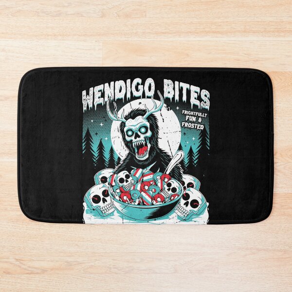 Item preview, Wendigo Bites Frosted Skull Cryptid Cereal Box Spoof Winter Horror Design designed and sold by Crush Retro®.