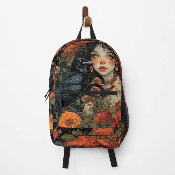 Item preview, Black raven and a girl in a mysterious forest. designed and sold by Natalia-Vlad.