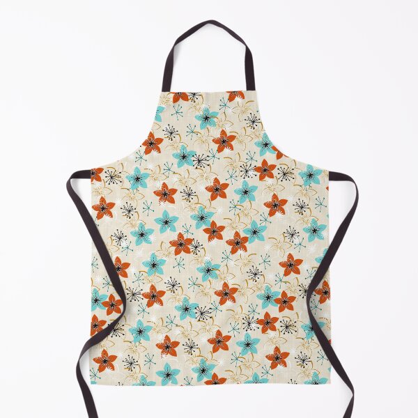 Item preview, Retro Floral on Beige Bark Cloth Seamless Repeat designed and sold by Sharon Schwalbe.
