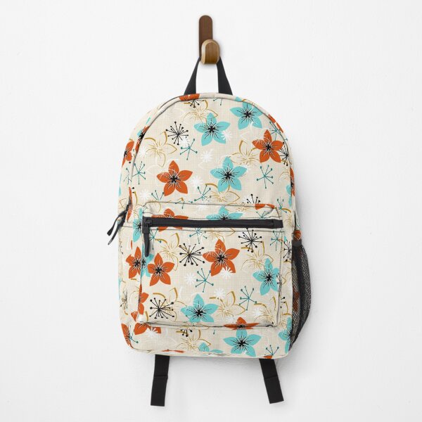 Item preview, Retro Floral on Beige Bark Cloth Seamless Repeat designed and sold by Sharon Schwalbe.