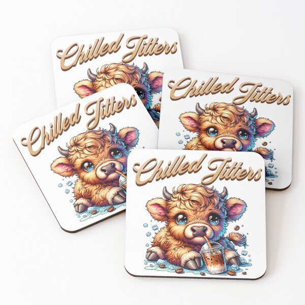Item preview, Chilled Jitters – Cute Highland Cow & Iced Coffee Lover Art designed and sold by DewCreates.