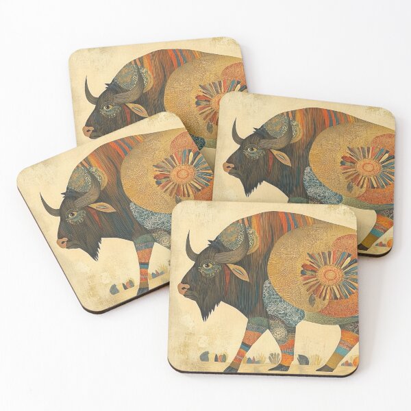 Item preview, A Quirky Folk Art Portrait of an Alberta Bison designed and sold by dawnleblanc55.