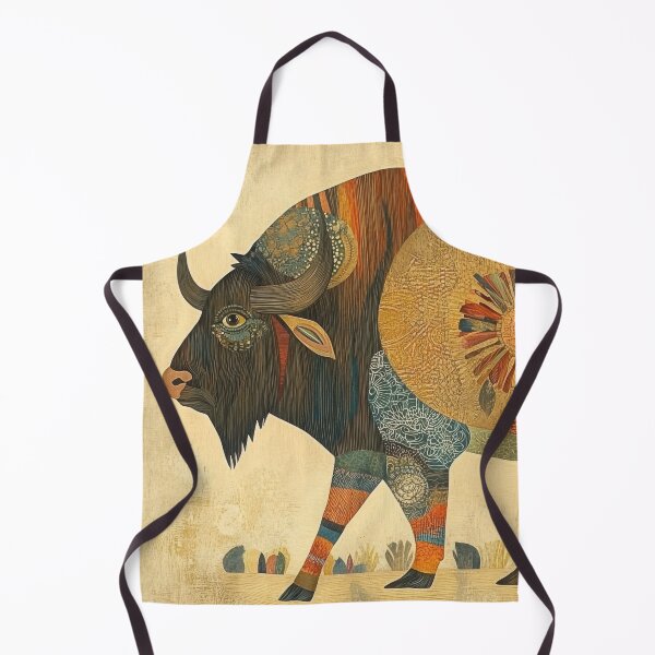 Item preview, A Quirky Folk Art Portrait of an Alberta Bison designed and sold by dawnleblanc55.