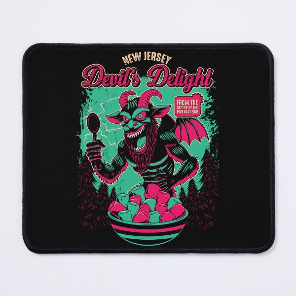 Item preview, Devil's Delight Jersey Devil Cryptid Cereal Box Horror Breakfast Parody Art designed and sold by Crush Retro®.