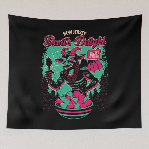 Item preview, Devil's Delight Jersey Devil Cryptid Cereal Box Horror Breakfast Parody Art designed and sold by Crush Retro®.