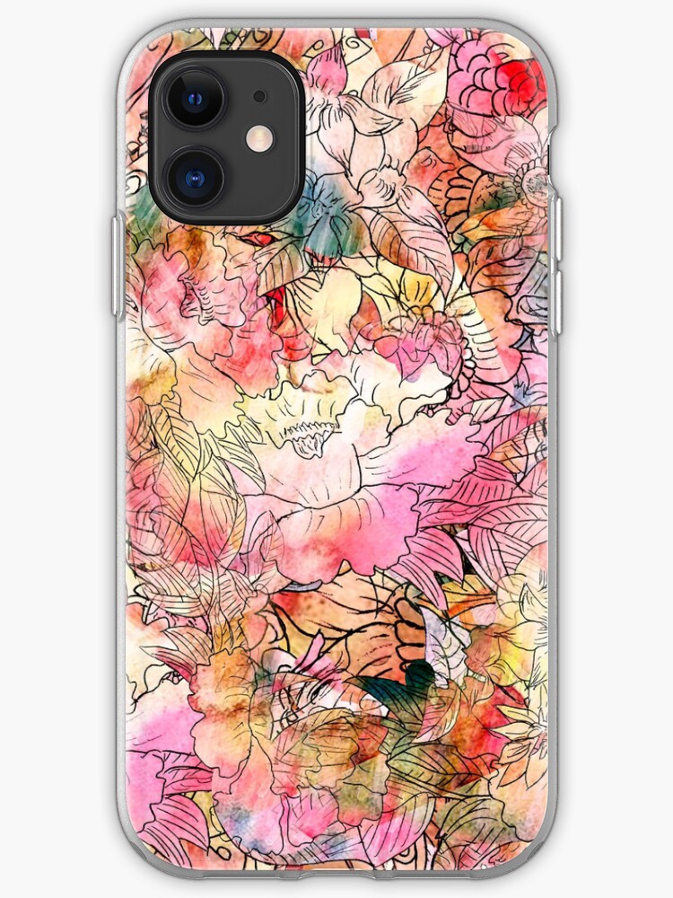 Pink watercolor vintage flowers pattern iphone 11 case Pink watercolor vintage flowers pattern iphone 11 case