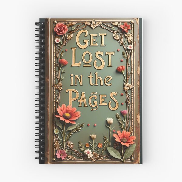 Item preview, Vintage Book Quote - GET LOST IN THE PAGES Botanical Design for Journal Lovers designed and sold by Rilindi.