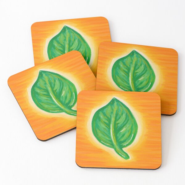 Item preview, Bright Basil Leaf on Orange Glow designed and sold by CanSparkleArt.