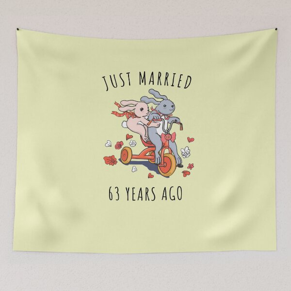 Item preview, Just Married 63 Years Ago - 63rd Anniversary Couple Bunnies Tee, Phone Cases And Other Gifts designed and sold by MemWear.