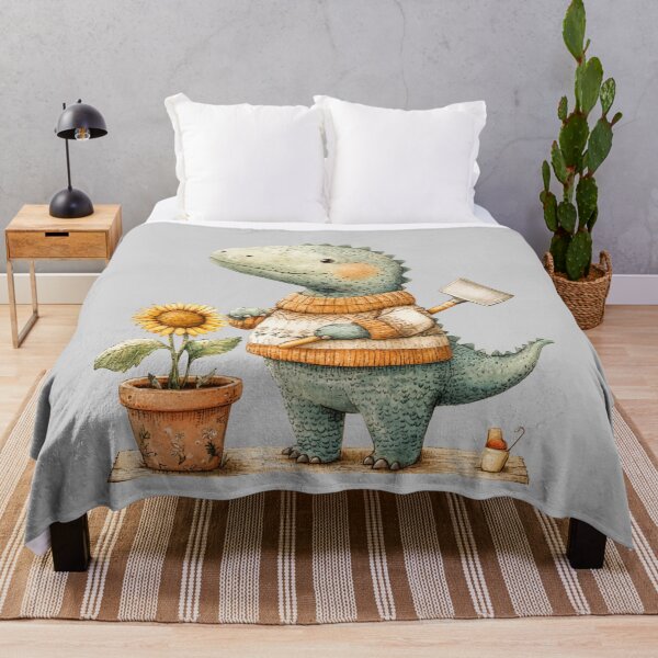 Item preview, Cute Dinosaur Gardener with Sunflower designed and sold by Jonaree Art Design.