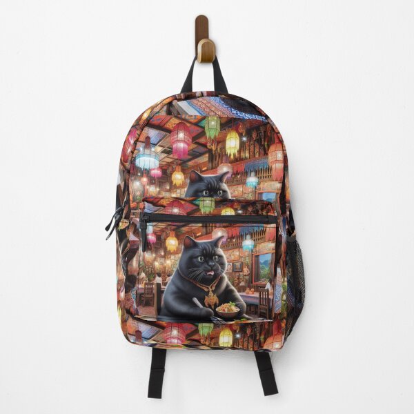 Item preview, Cat eating Papaya Salad in a Thai restaurant designed and sold by ParateePShop.