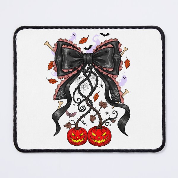 Item preview, Spooky Gothic Croquette Bow Faux Leather & Lace with Jack-O-Lanterns #1 designed and sold by Arts My Passion.