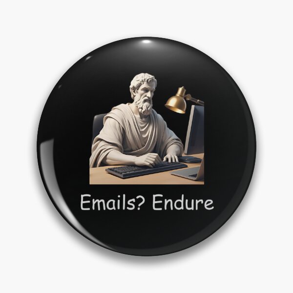 Item preview, Emails? Endure - Greek Statue of Stoic Philosopher Epictetus at the Office Desk designed and sold by LexaArtworks.