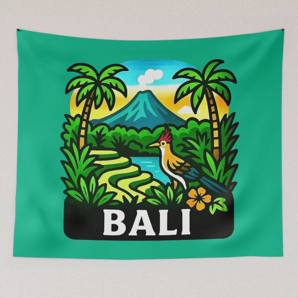 Item preview, Bali - Tropical Haven with Volcanoes and Rice Terraces designed and sold by Myra365Art.