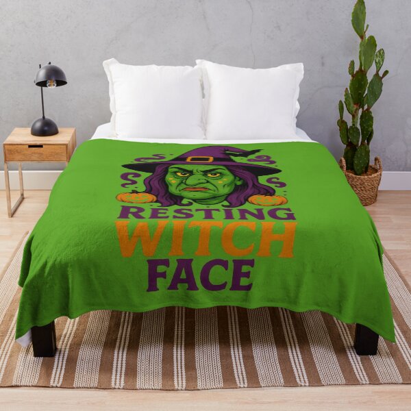 Item preview, Resting Witch Face with Jack-o’-Lanterns designed and sold by Stickteez.