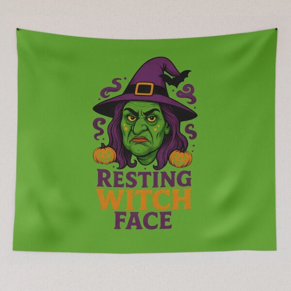 Item preview, Resting Witch Face with Jack-o’-Lanterns designed and sold by Stickteez.