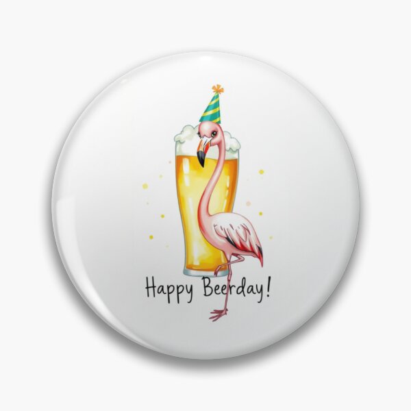 Item preview, Happy Beer-day beer Gift cute meme flamingo designed and sold by CheeseBlueprint.