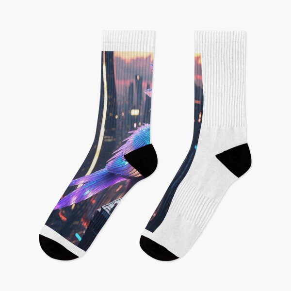 Item preview, Cyberpunk Holographic Bird Soaring Through Neon City designed and sold by Max Store.