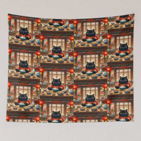 Item preview, Cat with China dress in a China restaurant designed and sold by ParateePShop.