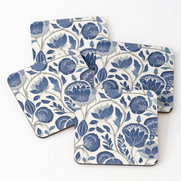 Item preview, Casa Nuno Style Blue White Round Floral Seamless Pattern designed and sold by dawnleblanc55.
