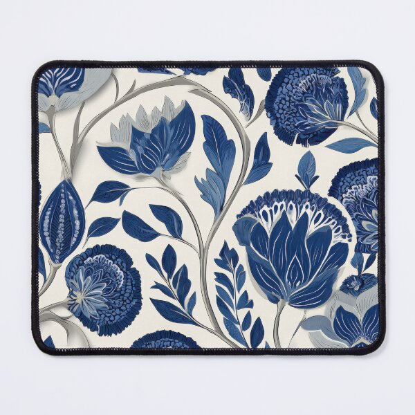 Item preview, Casa Nuno Style Blue White Round Floral Seamless Pattern designed and sold by dawnleblanc55.