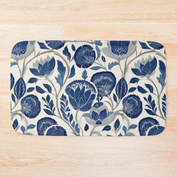 Item preview, Casa Nuno Style Blue White Round Floral Seamless Pattern designed and sold by dawnleblanc55.